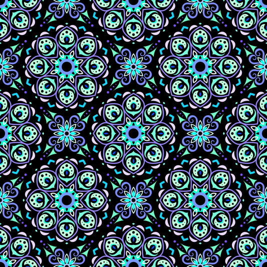Turquoise - Blue Mandala Fabric - 183