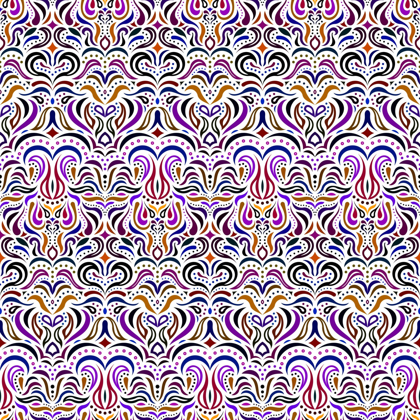 Purple - Brown Abstract Doodle Fabric 1013.2i