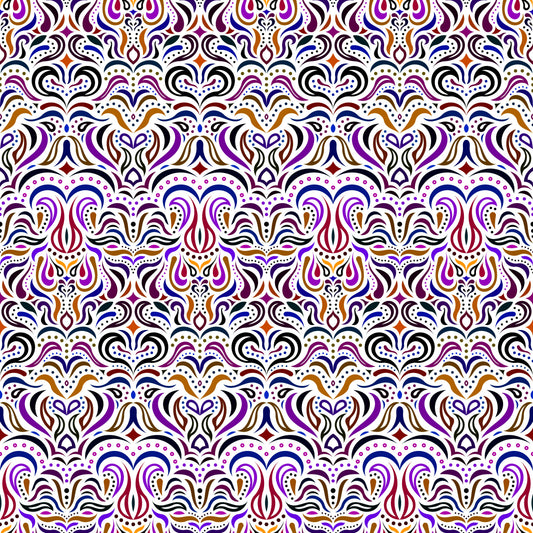 Purple - Brown Abstract Doodle Fabric 1013.2i