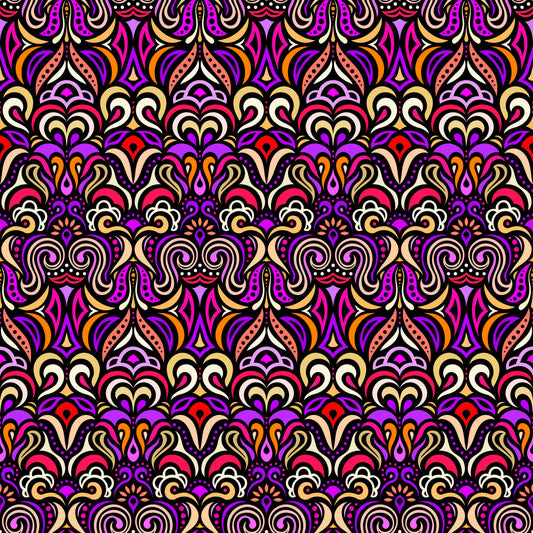 Yellow - Red - Purple Abstract Doodle Fabric 1008.3