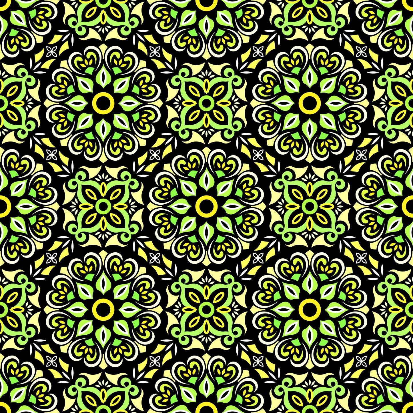 Green - Yellow Mandala Fabric - 206