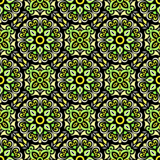 Green - Yellow Mandala Fabric - 206