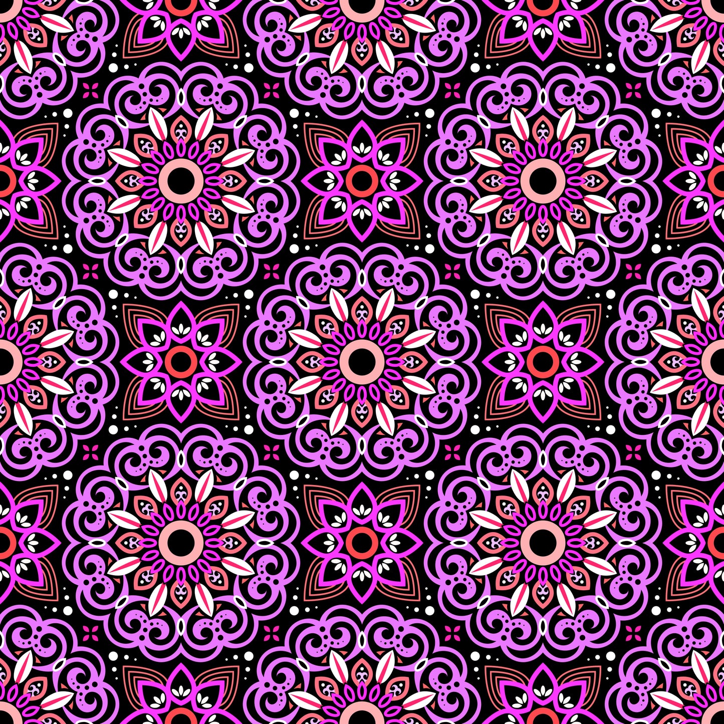 Purple - Red Mandala Fabric - 149