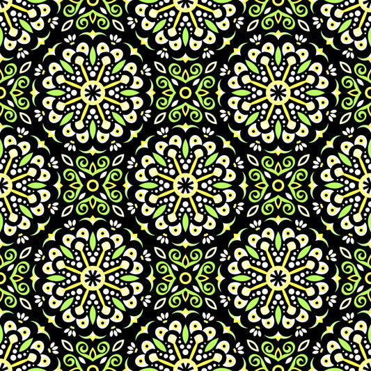 Green - Yellow Mandala Fabric - 156
