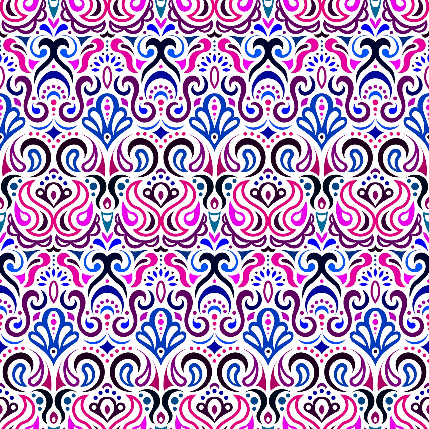 Blue - Pink Abstract Doodle Fabric 1002i