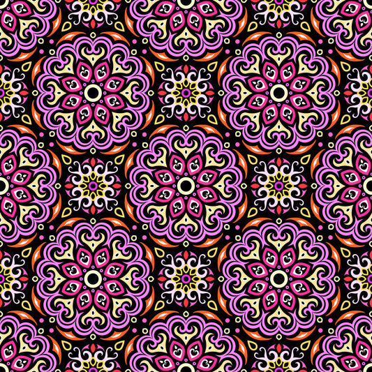 Pink - Orange - Yellow Mandala Fabric - 155