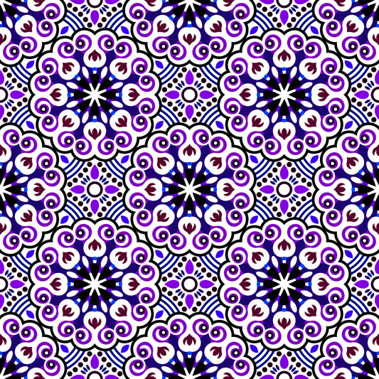 Purple - Blue Mandala Fabric - 132i