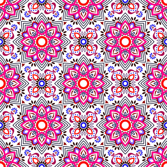 Pink - Red - Blue Mandala Fabric - 145i