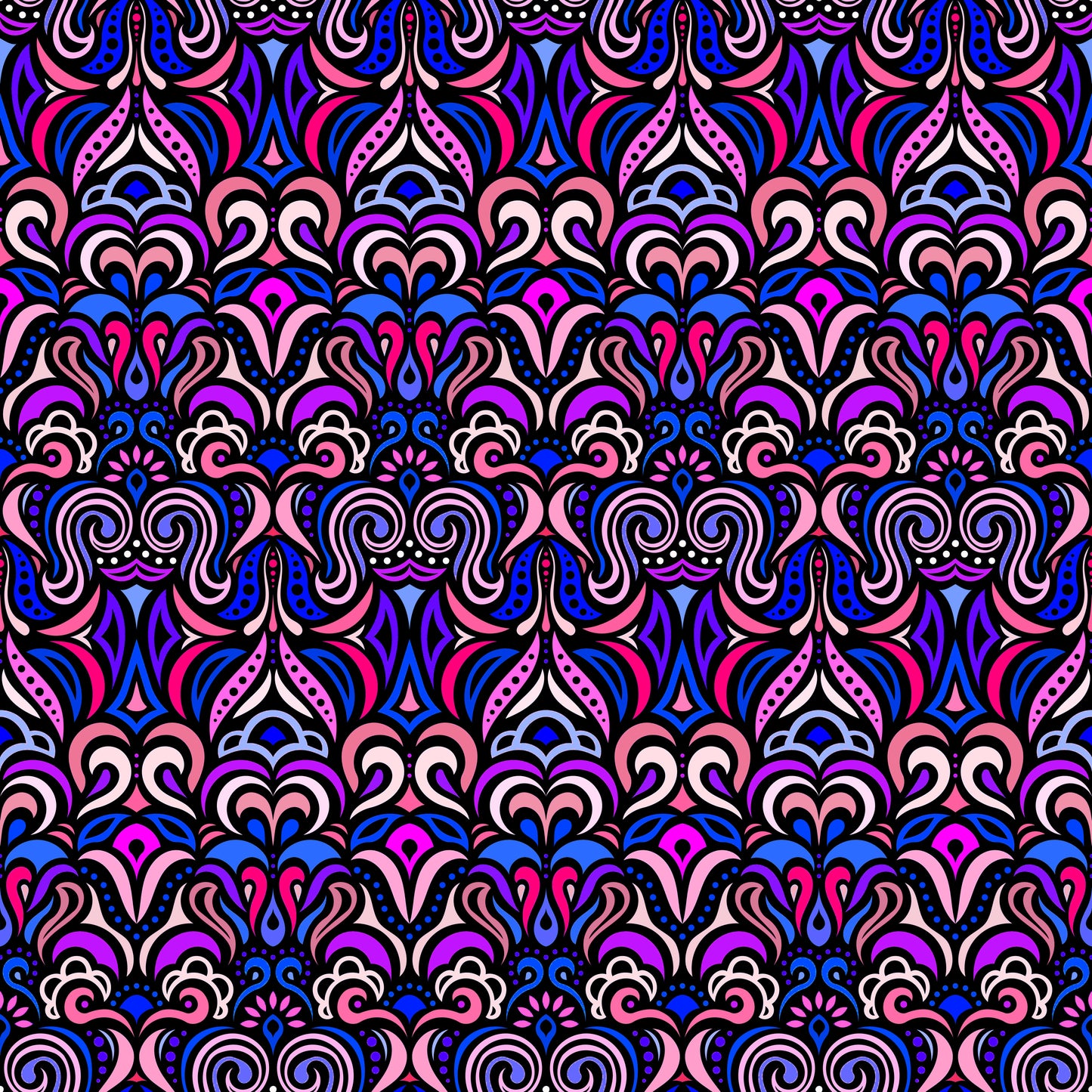 Blue - Pink - Purple Abstract Doodle Fabric 1008.3