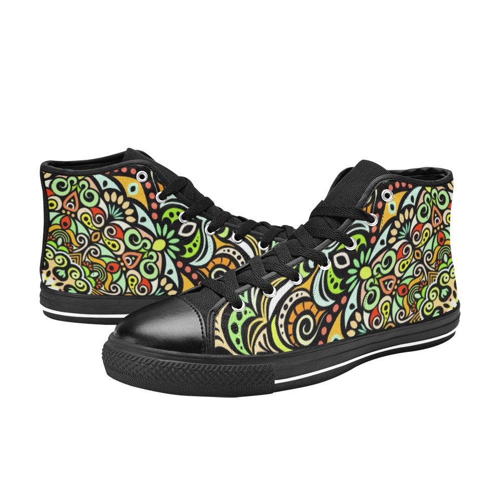 Serenity Mandala High Top Canvas Kid's Shoes