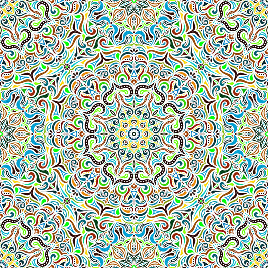 Green - Brown - Blue Mandala Fabric 2006.3i