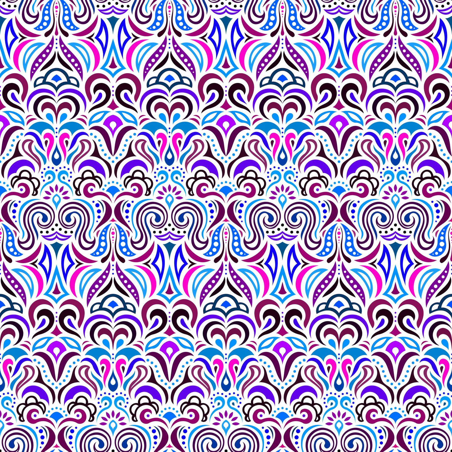 Blue - Pink - Purple Abstract Doodle Fabric 1008.3i