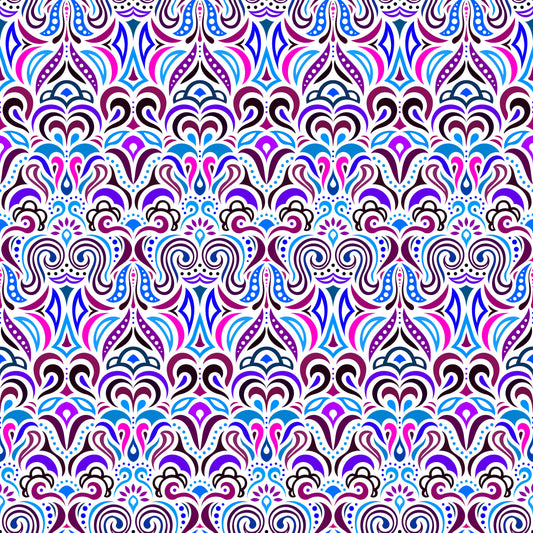 Blue - Pink - Purple Abstract Doodle Fabric 1008.3i