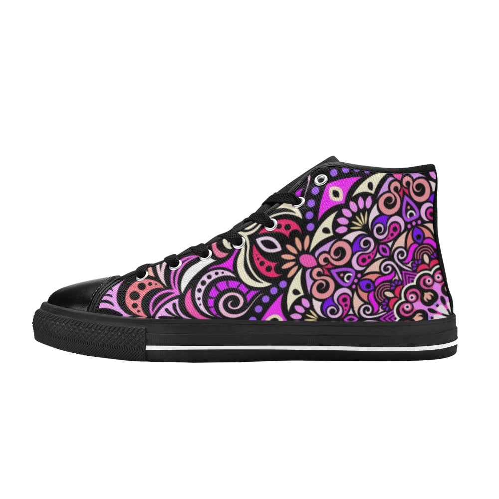 Serenity Mandala High Top Canvas Kid's Shoes