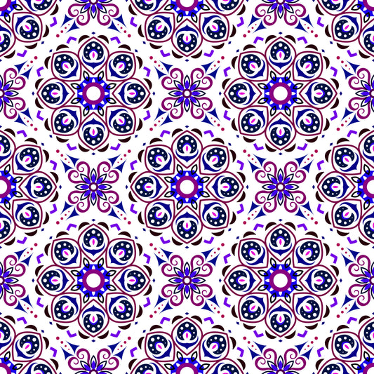 Blue - Purple Mandala Fabric - 183i