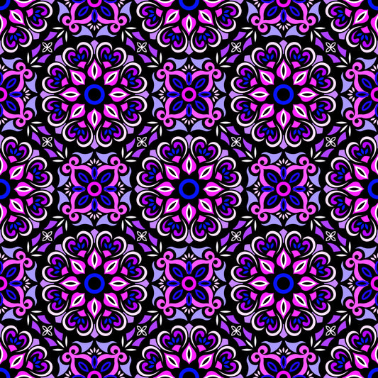 Purple - Pink - Blue Mandala Fabric - 206