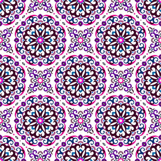 Pink - Purple - Blue Mandala Fabric - 188i