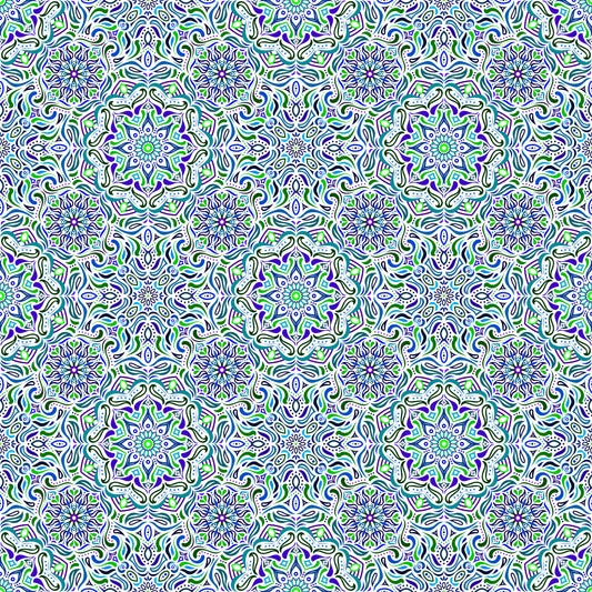 Green - Blue - Turquoise Mandala Fabric 2009.4i