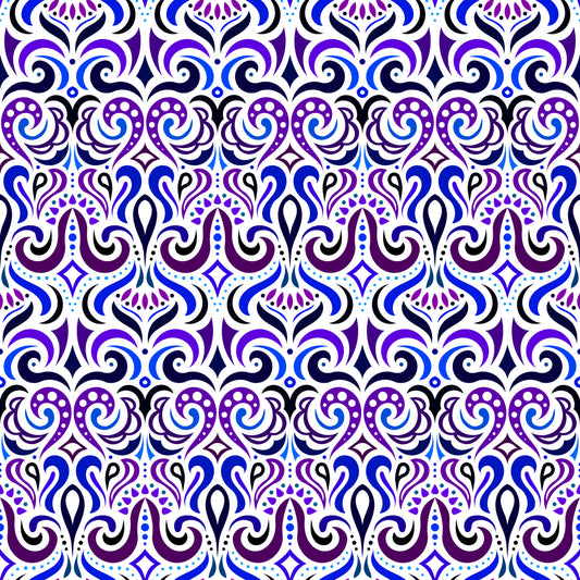 Purple - Blue Abstract Doodle Fabric 1001i