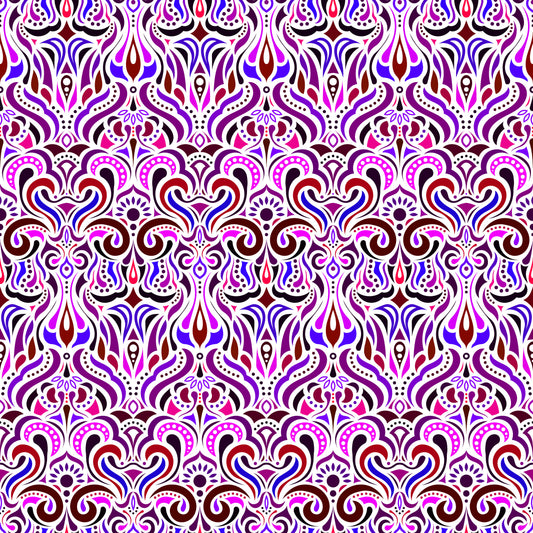 Pink - Purple - Red Abstract Doodle Fabric 1012i