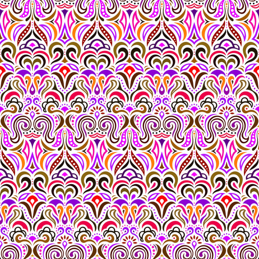 Purple - Orange - Red Abstract Doodle Fabric 1008.3i
