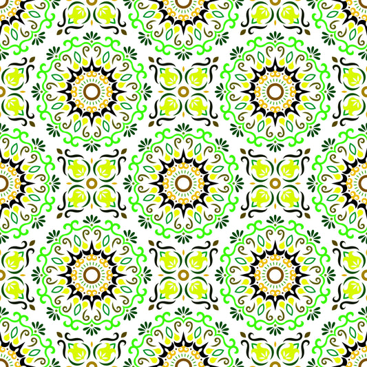 Green - Yellow Mandala Fabric - 174i