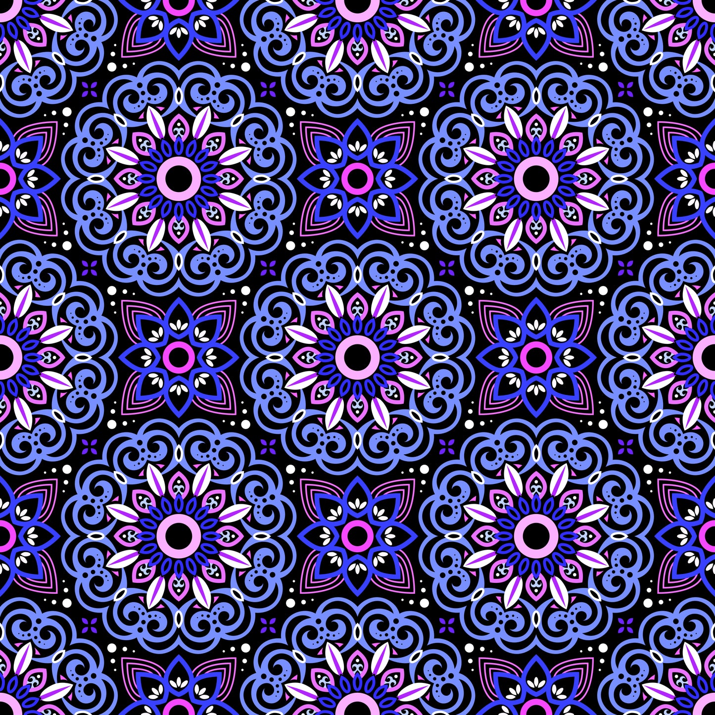Blue - Purple Mandala Fabric - 149