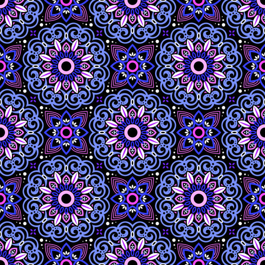 Blue - Purple Mandala Fabric - 149
