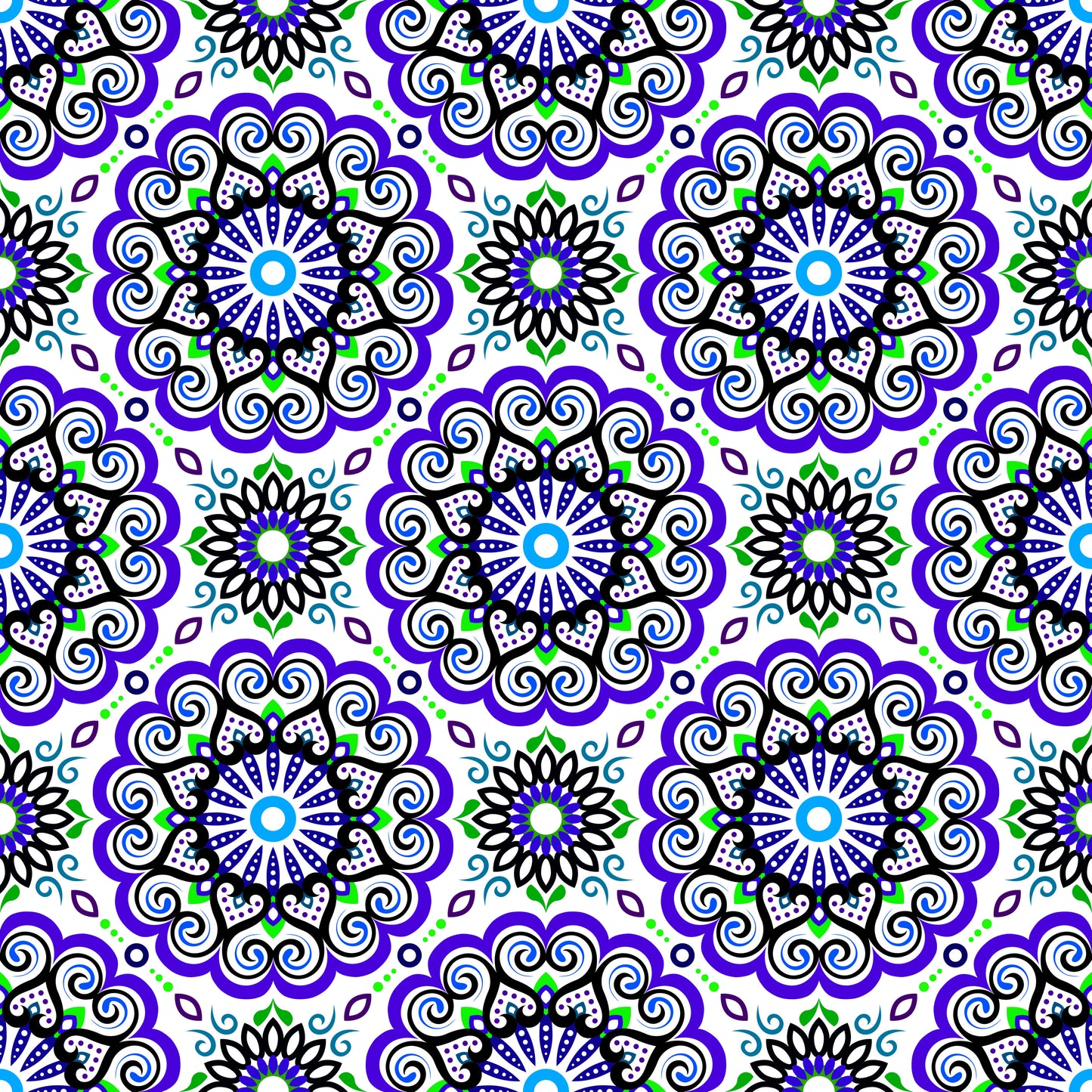 Blue - Green Mandala Fabric - 179i