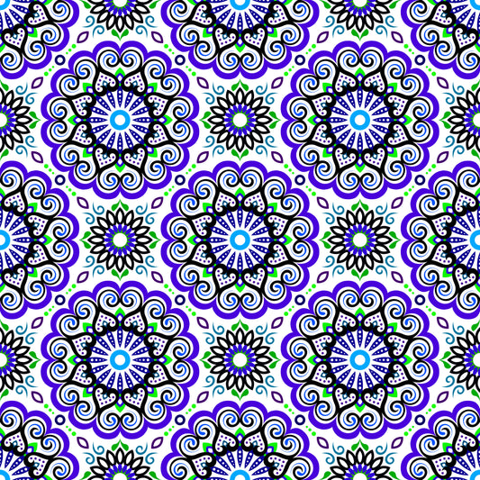 Blue - Green Mandala Fabric - 179i