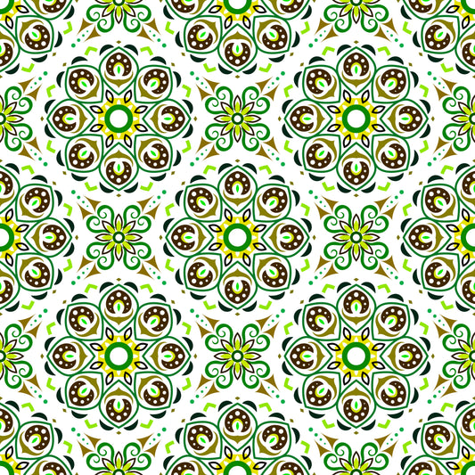 Green - Brown Mandala Fabric - 183i