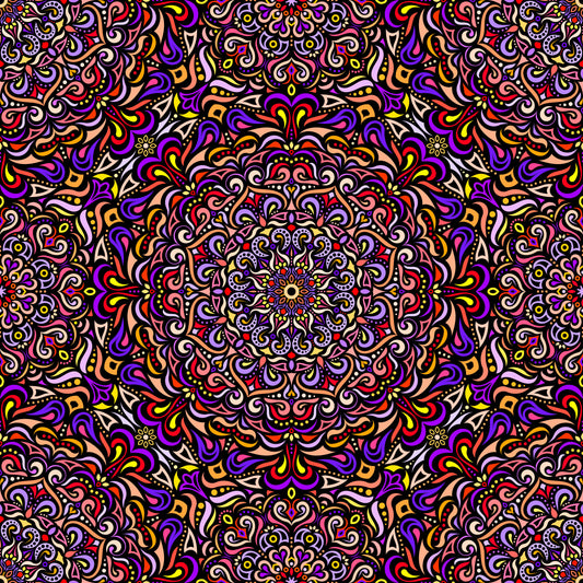 Purple - Red - Yellow Mandala Fabric 2005
