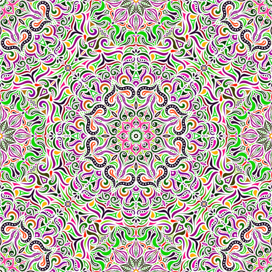Green - Purple - Pink - Orange Mandala Fabric 2006.3i