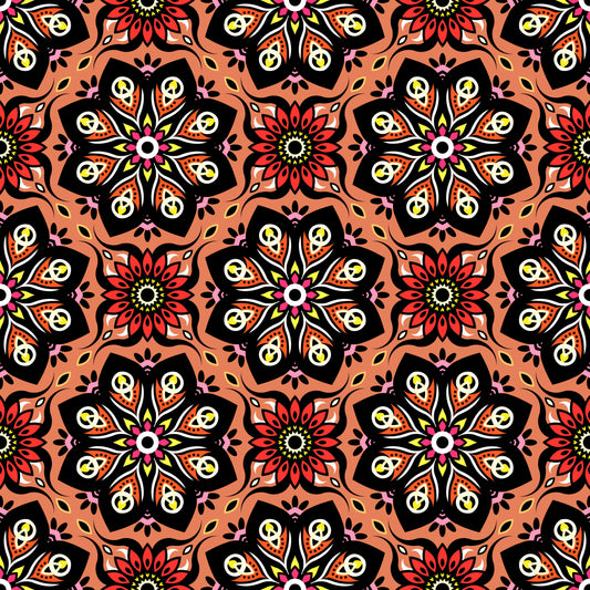 Orange - Yellow - Red Mandala Fabric - 236