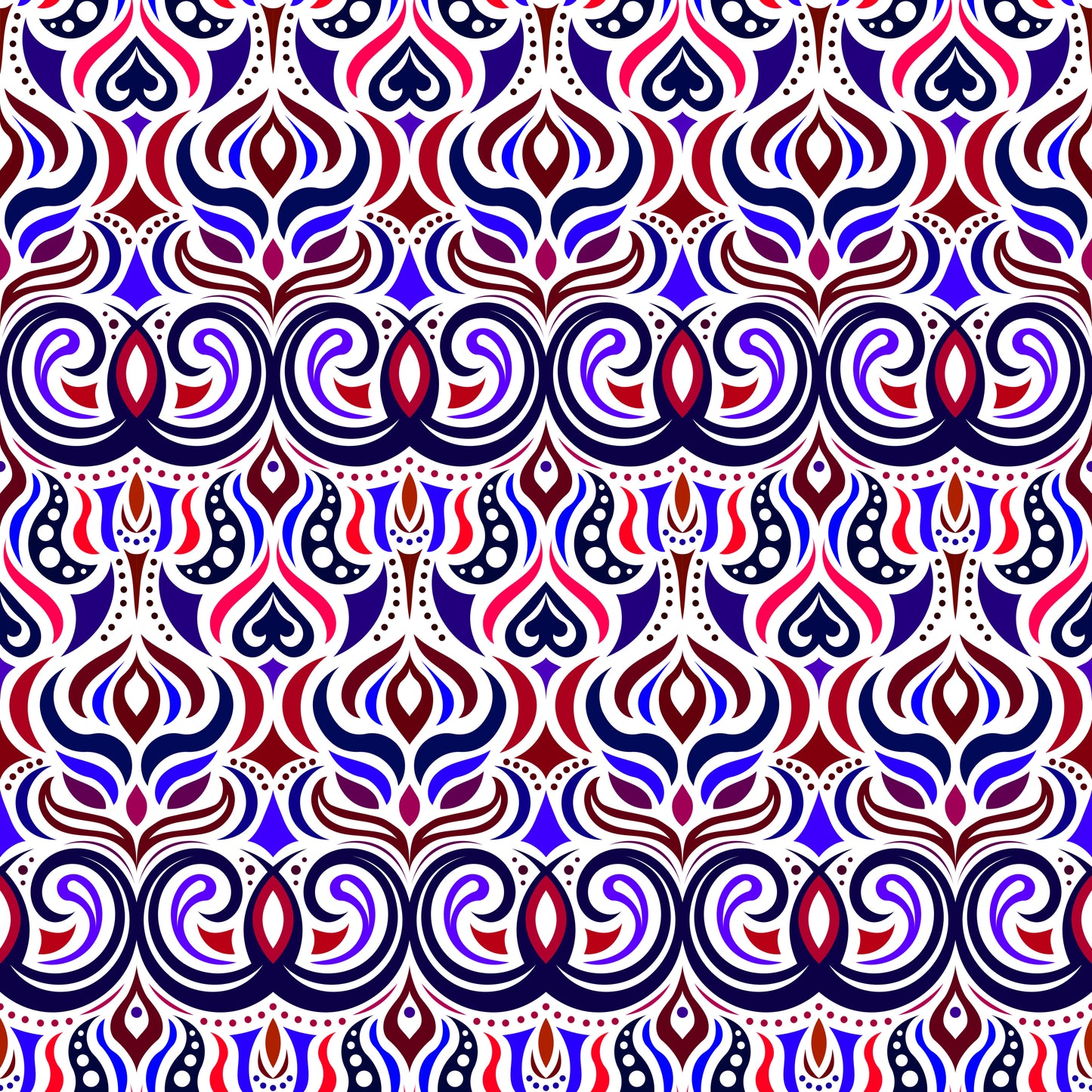 Red - Blue Abstract Doodle Fabric 1009.7i