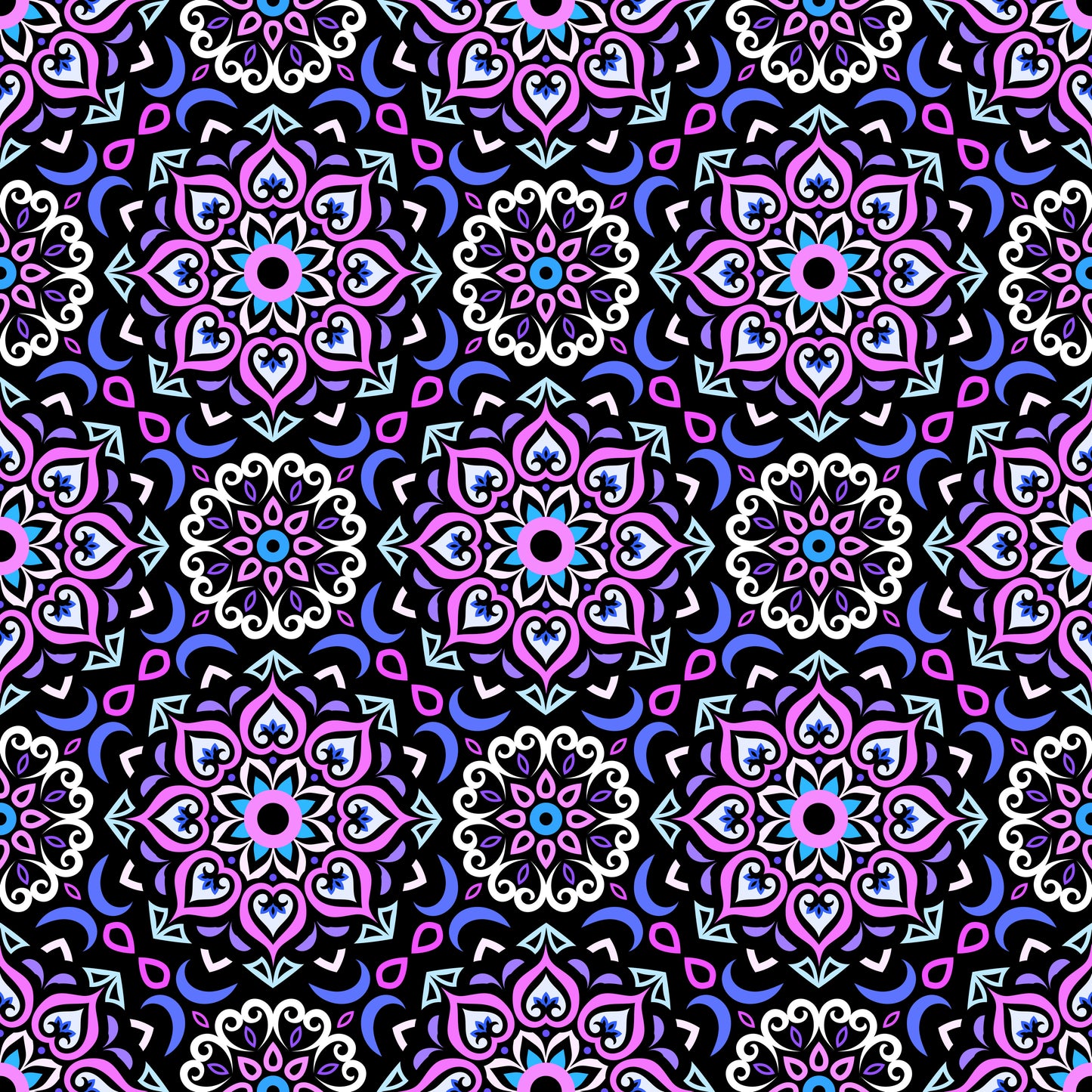 Purple - Blue Mandala Fabric - 213