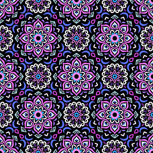 Purple - Blue Mandala Fabric - 213