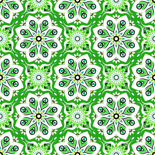 Green - Turquoise Mandala Fabric - 236i