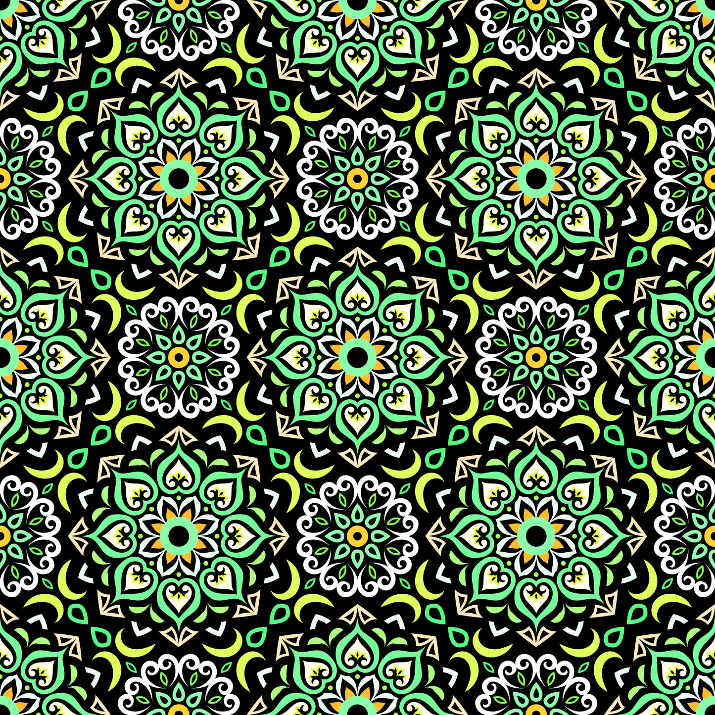 Green - Yellow Mandala Fabric - 213