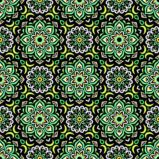 Green - Yellow Mandala Fabric - 213