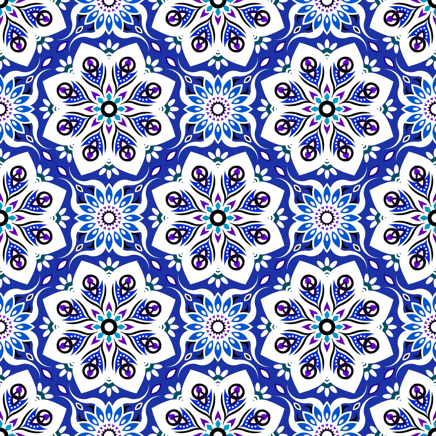 Blue - Purple Mandala Fabric - 236i