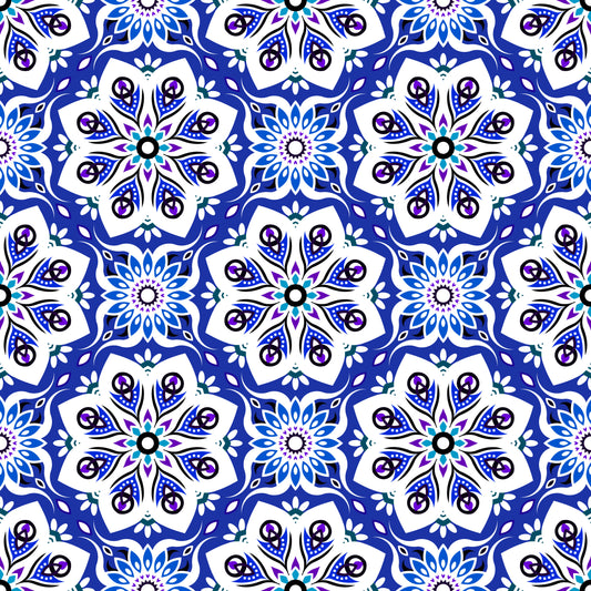 Blue - Purple Mandala Fabric - 236i