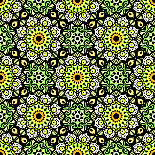 Yellow - Green Mandala Fabric - 193