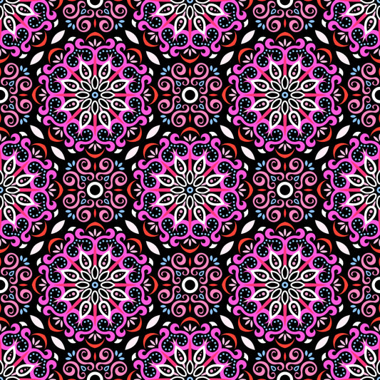 Pink - Red - Blue Mandala Fabric - 165