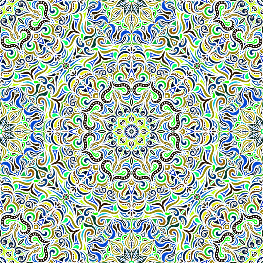 Green - Blue - Brown Mandala Fabric 2006.3i