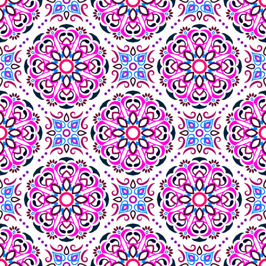 Pink - Blue - Purple Mandala Fabric - 160i