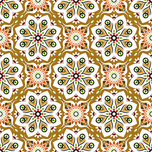 Yellow - Orange - Green Mandala Fabric - 236i