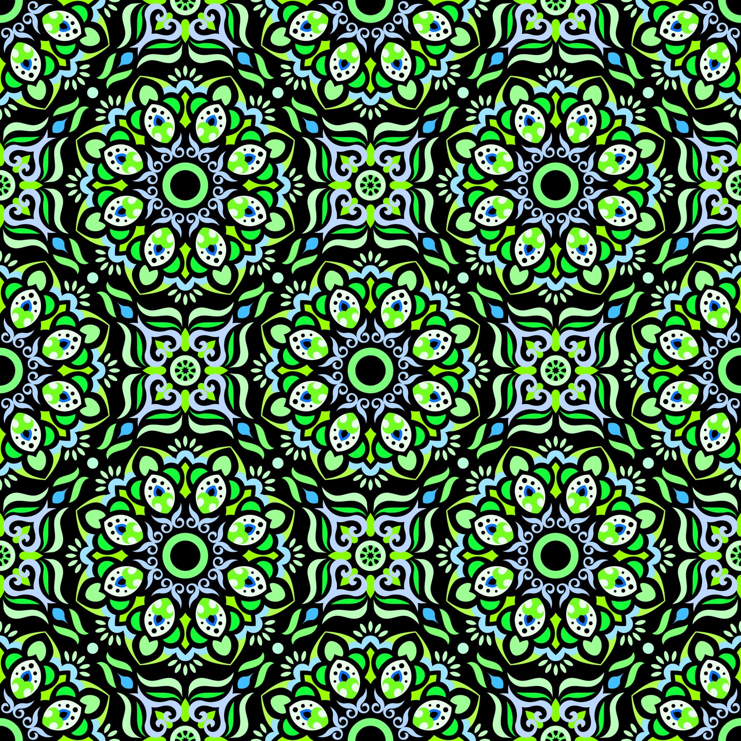 Green - Blue Mandala Fabric - 186
