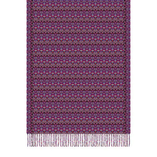 Pink - Purple - Red Abstract Doodle Scarf with Tassels
