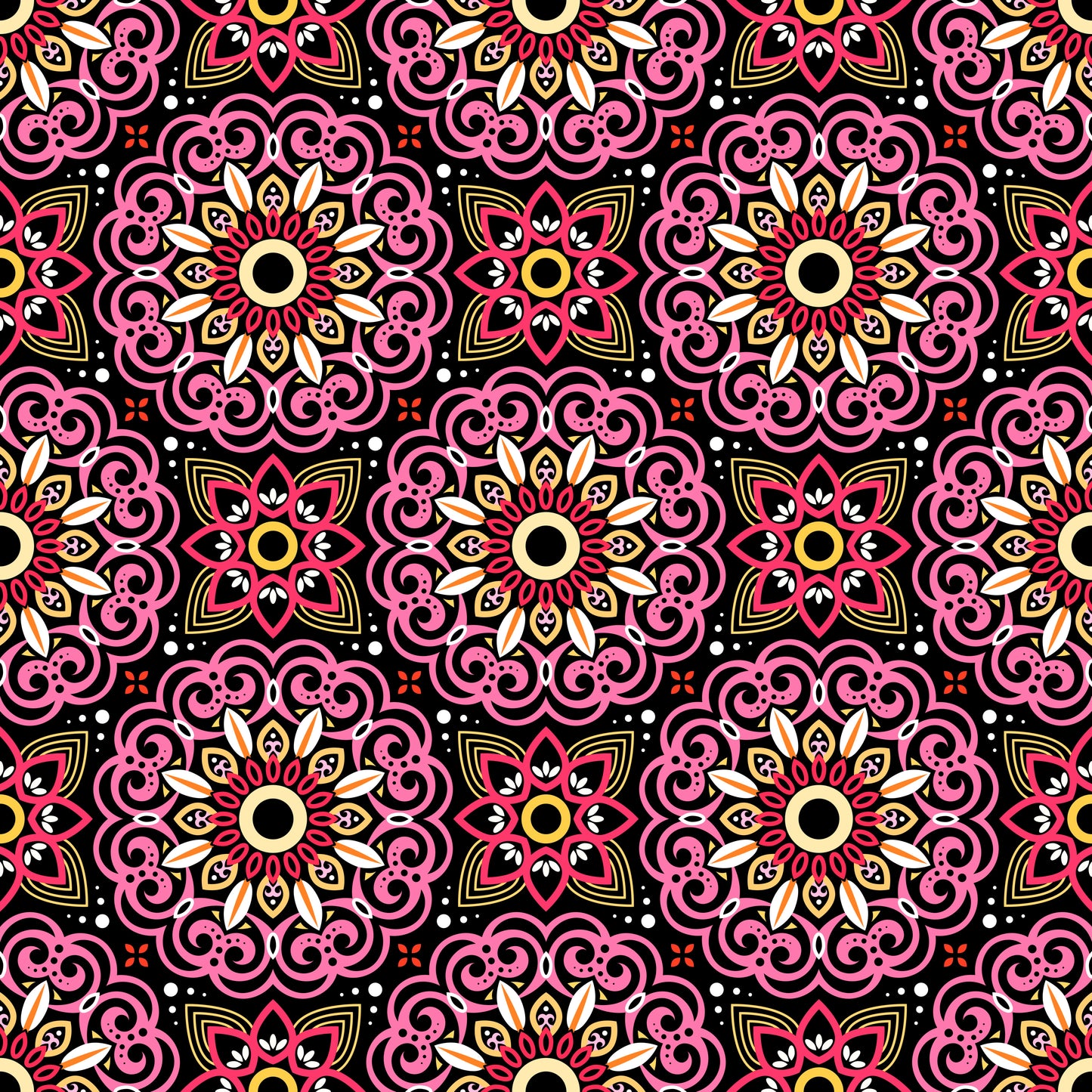 Red - Yellow Mandala Fabric - 149